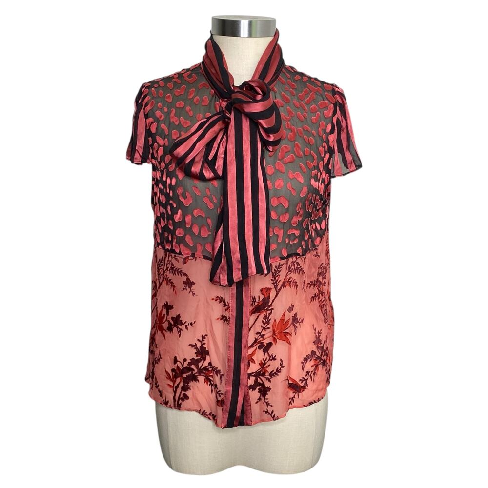 ALICE + OLIVIA Jeannie Tie Neck Blouse